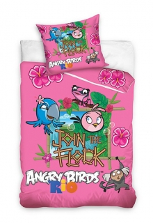 Povlečení Angry Birds Rio růžová 