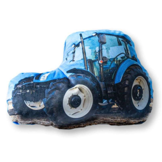 Tvarovaný plyšový polštářek Traktor modrý