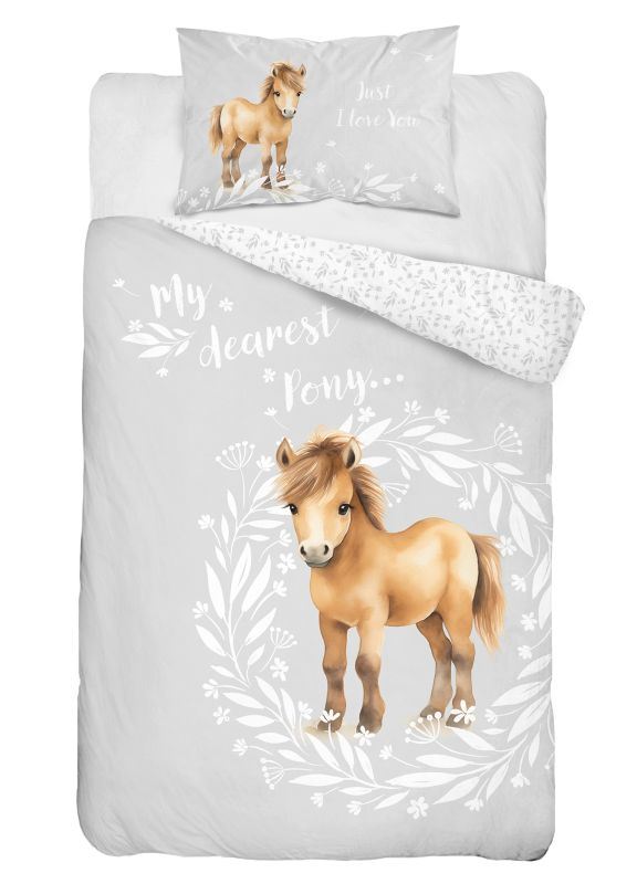 Povlečení do postýlky Malý Pony šedá 100/135, 40/60
