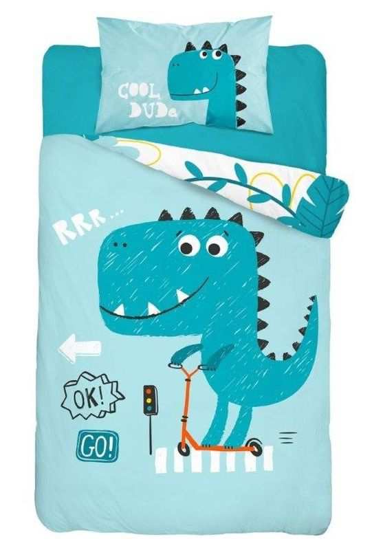 Bambusové povlečení do postýlky Dino blue