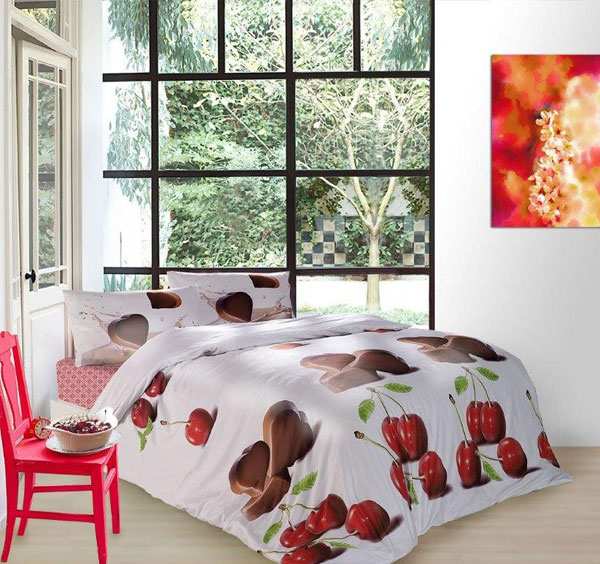 Povlečení bavlněný satén Čokoládová srdíčka 140/200, 2x70/80