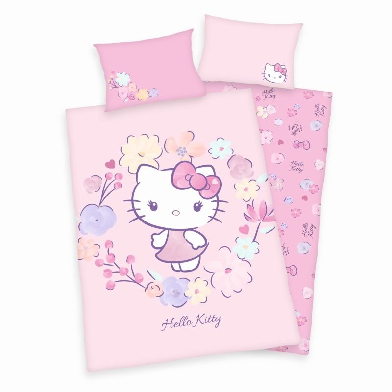 Povlečení do postýlky Hello Kitty květy Bio Bavlna
