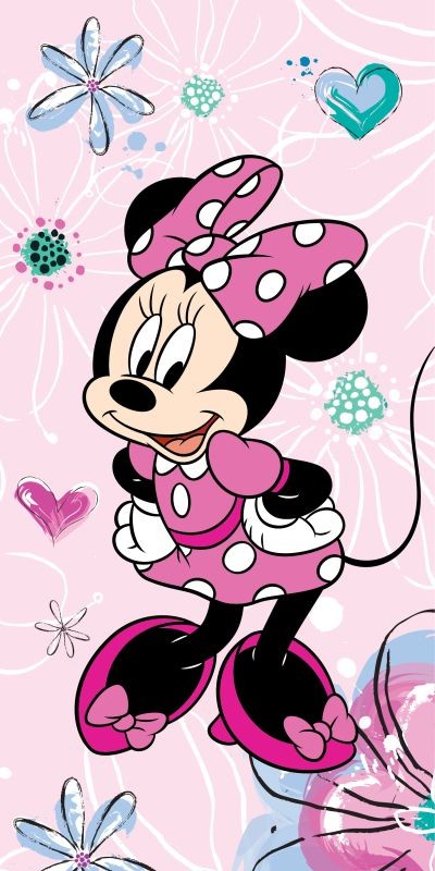 Osuška Minnie Pink Bow Flowers and dots
