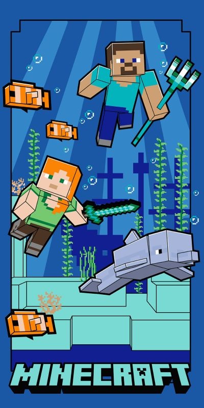 Jemná dětská osuška z mikrovlákna Minecraft Underwater Fun 70x140 cm