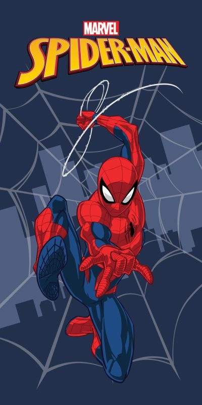 Měkká mikrovláknová dětská osuška Spiderman City Web 70x140 cm