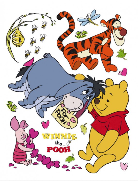 Maxi nálepka na zeď Medvídek Pů a winnie