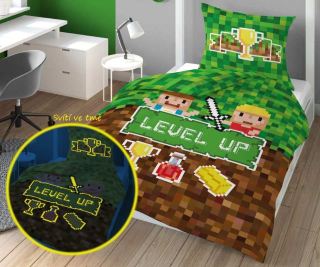 Svítící povlečení Kostičky Level Up pohár