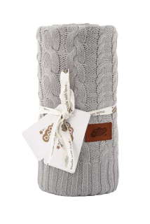 Pletená bavlněná deka do kočárku šedá