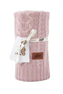 Pletená bavlněná deka do kočárku růžová