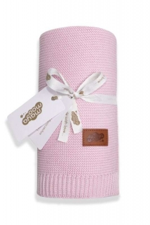 Pletená deka do kočárku bavlna bambus růžová
