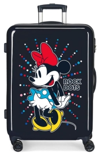 ABS Cestovní kufr Minnie Rock Dots Blue 68 cm