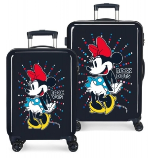ABS Cestovní kufry Minnie Rock Dots Blue 55/68 cm