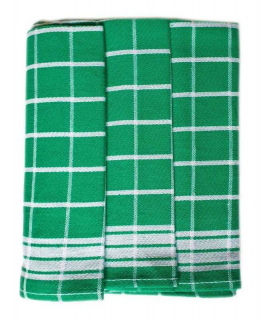 3 Kuchyňské utěrky z Egyptské bavlny zelené vzor č.2 - zelené