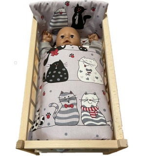 Peřinky do postýlky pro panenky Veselé kočky