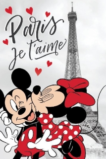 Fleece deka Mickey a Minnie Paříž Eiffelova věž