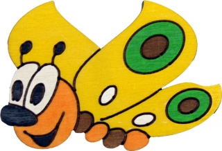 Dekorace s magnetem a lepíkem Motýl žlutý