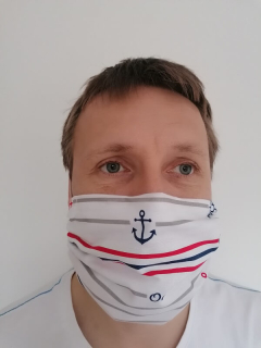 Bavlněná rouška OCEÁN MARINE s kapsou na filtr a drátkem na nos