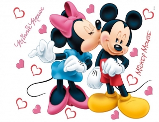Maxi nálepka na zeď Mickey a Minnie love